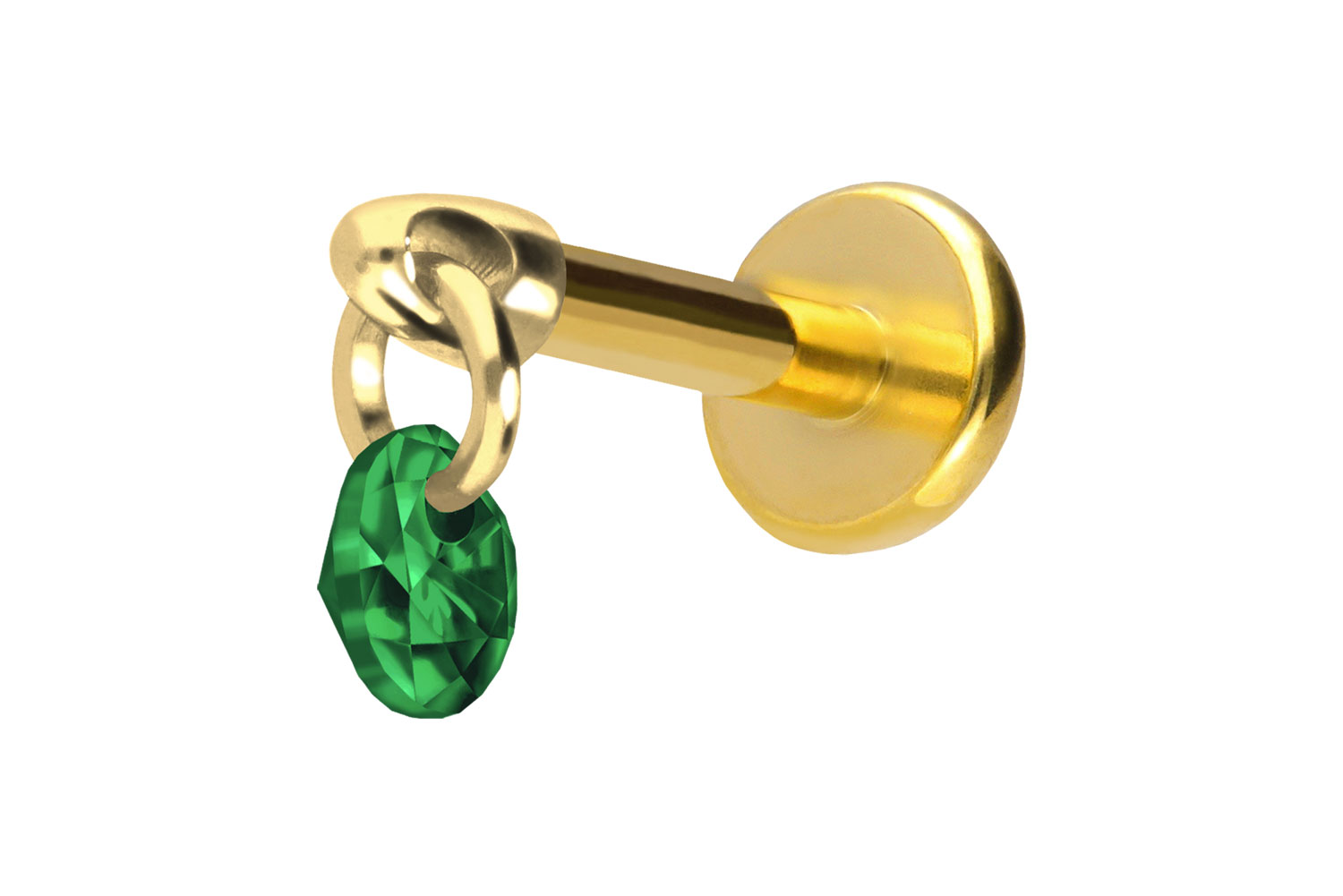 Titan Labret Piercing mit Push Fit RUNDER KRISTALL